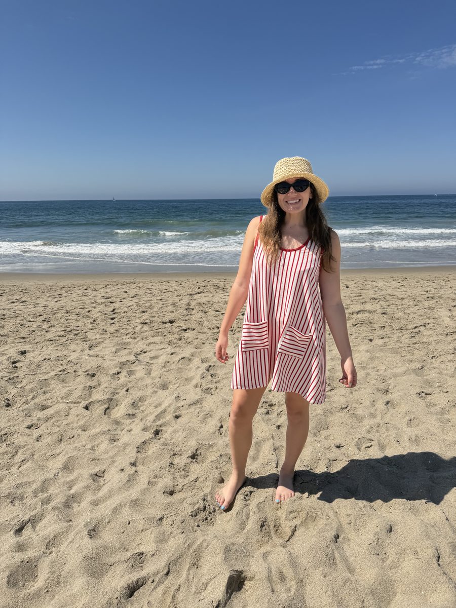 Emily in the Solana Dress at the beach