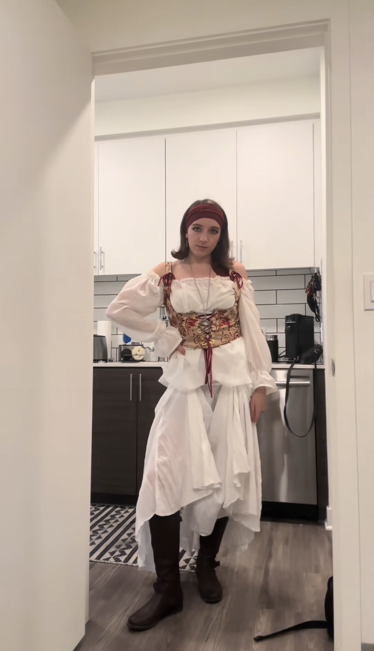 Emily in the completed renaissance faire outfit