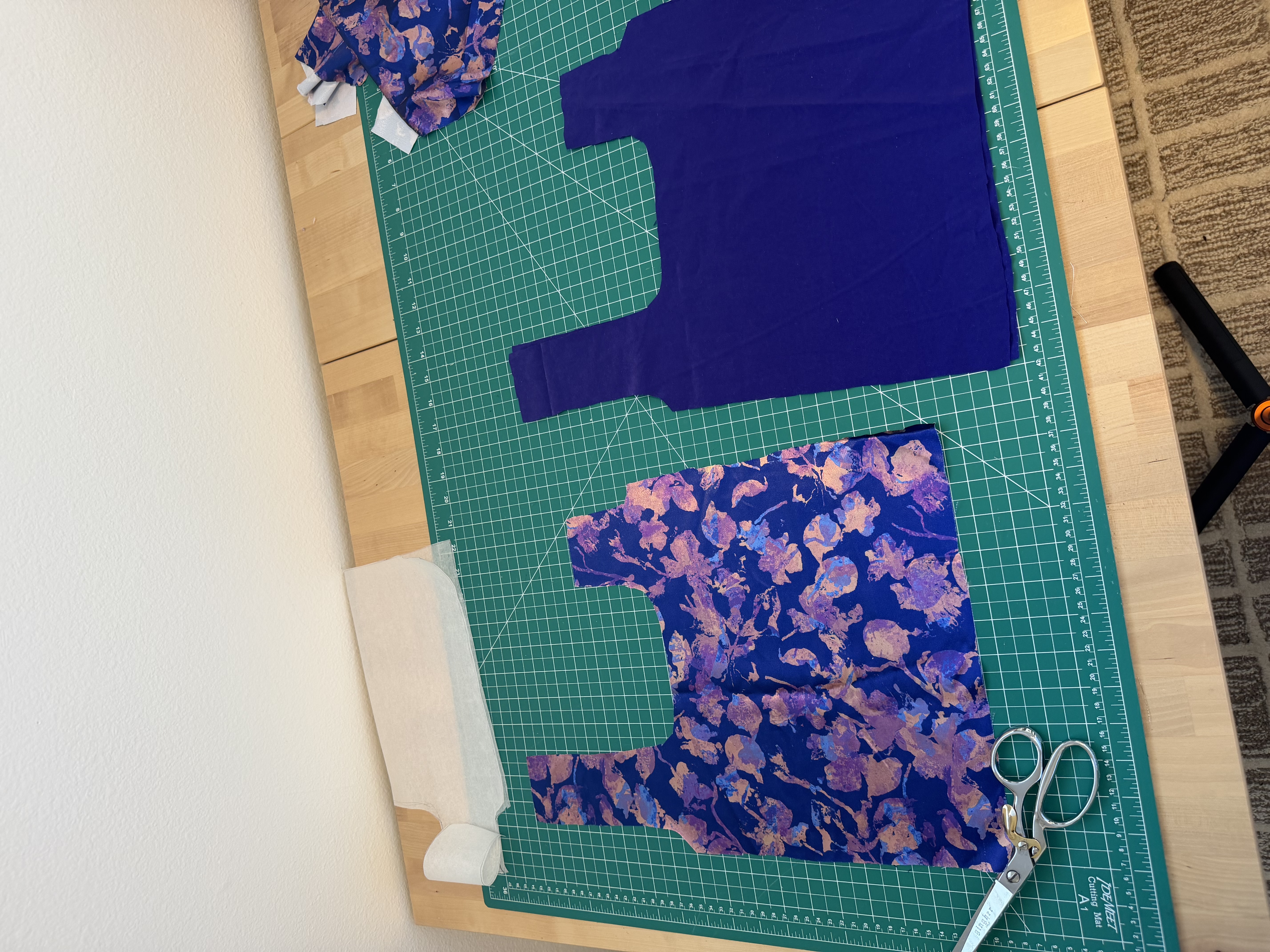 Cut out fabric pieces for the Japanese knot bag