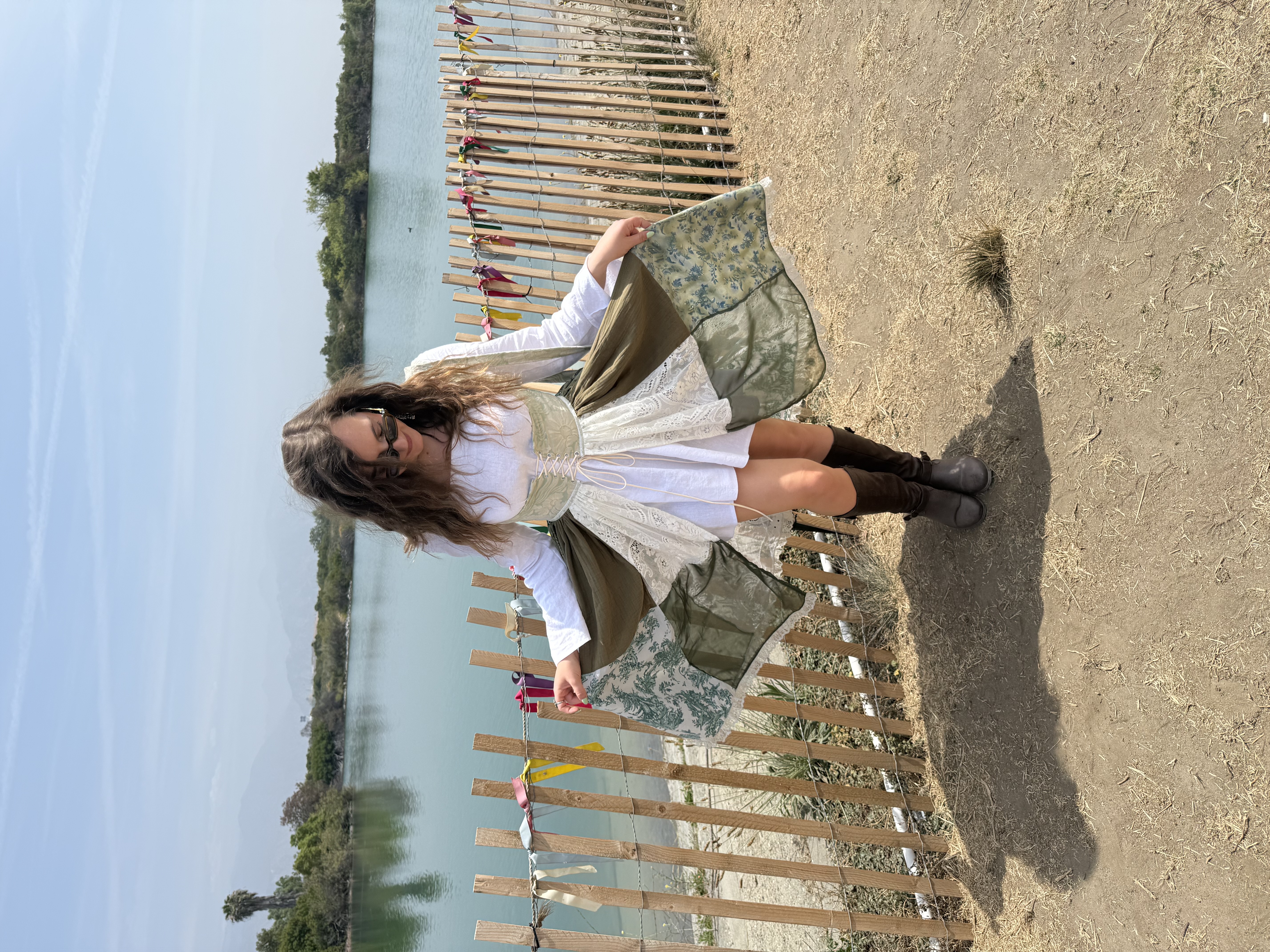 Emily at the renaissance faire in her full handmade outfit