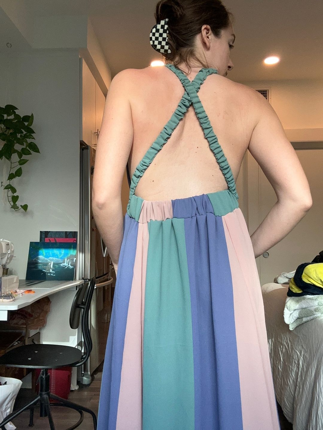 Another try-on shot of the finished Edith dress